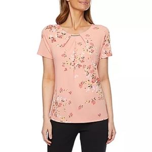 Liz Claiborne Women's Round Neck Floral Blouse Large